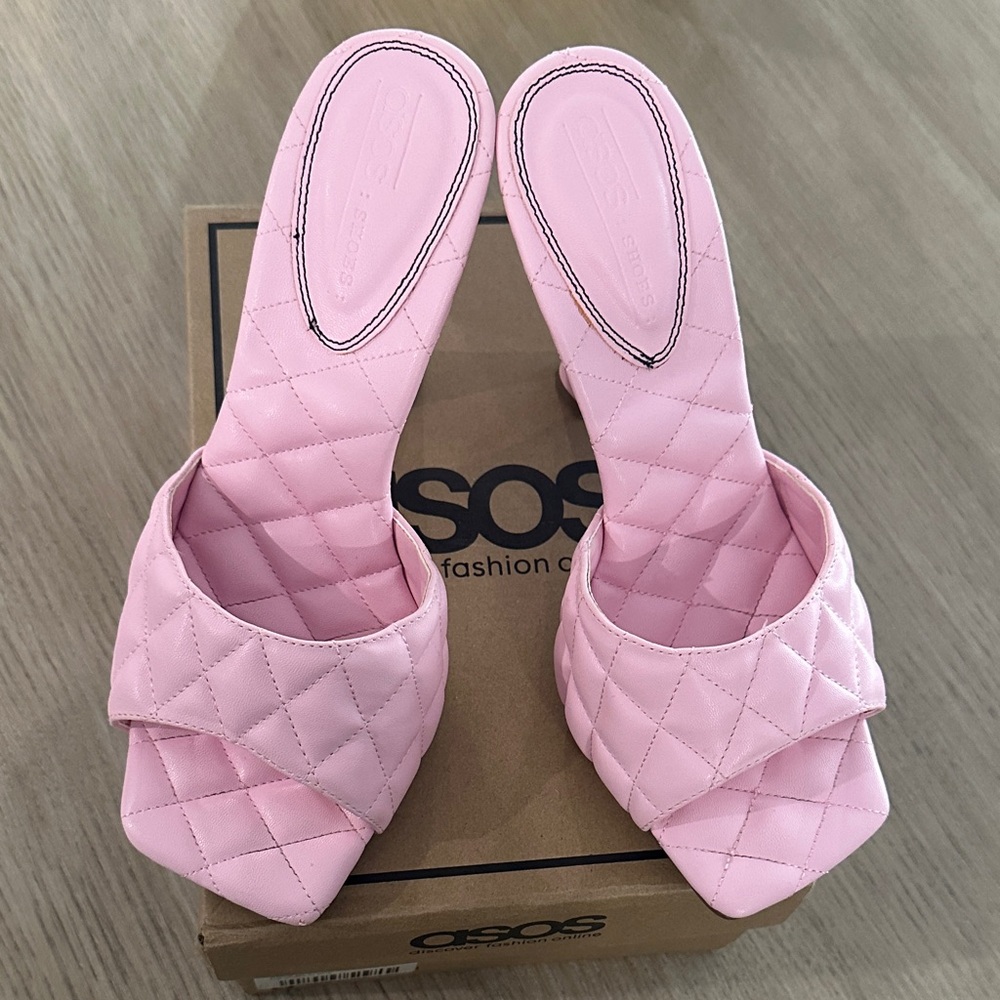 ASOS Light Pink Quilted Mules